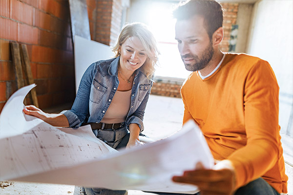 Couple working on a renovation project